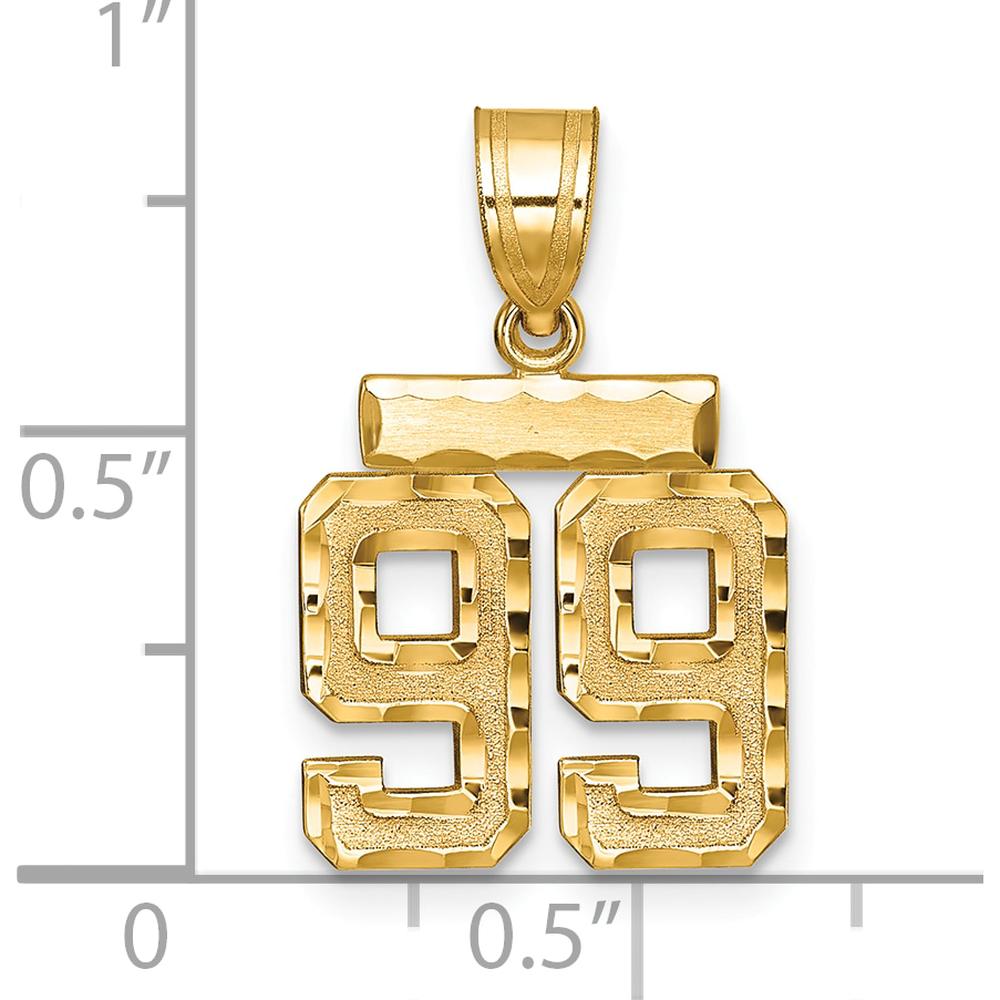 14K Yellow Gold Small Brushed Diamond-Cut Number 99 Charm - Timeless Symbol of Achievement by 0
