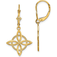 14K Yellow Gold Small Celtic Eternity Knot Leverback Drop Earrings by 0