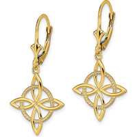 14K Yellow Gold Small Celtic Eternity Knot Leverback Drop Earrings by 0