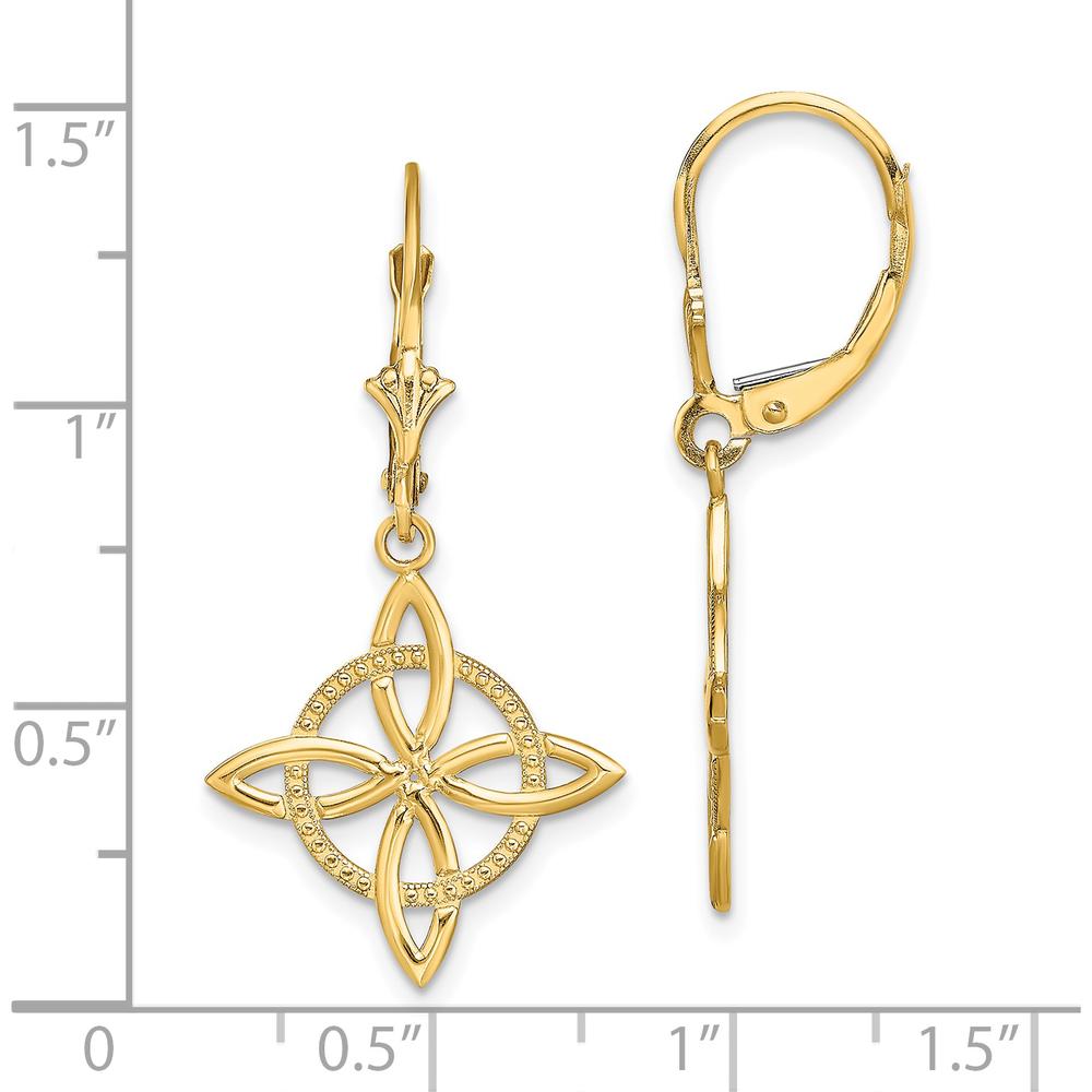 14K Yellow Gold Small Celtic Eternity Knot Leverback Drop Earrings by 0