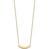 14K Yellow Gold Small Curved Bar Necklace - Personalized Polished Pendant with Cable Chain by Oro Pregiato