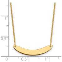 14K Yellow Gold Small Curved Bar Necklace - Personalized Polished Pendant with Cable Chain by Oro Pregiato