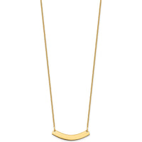 14K Yellow Gold Small Curved Blank Bar Necklace - 18-inch Cable Chain with Lobster Clasp by Oro Pregiato