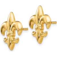 14K Yellow Gold Small Fleur-De-Lis Button Earrings by 0