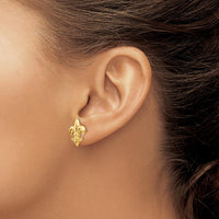 14K Yellow Gold Small Fleur-De-Lis Button Earrings by 0