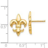 14K Yellow Gold Small Fleur-De-Lis Button Earrings by 0