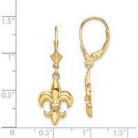 14K Yellow Gold Small Fleur-de-Lis Leverback Drop Earrings by 0