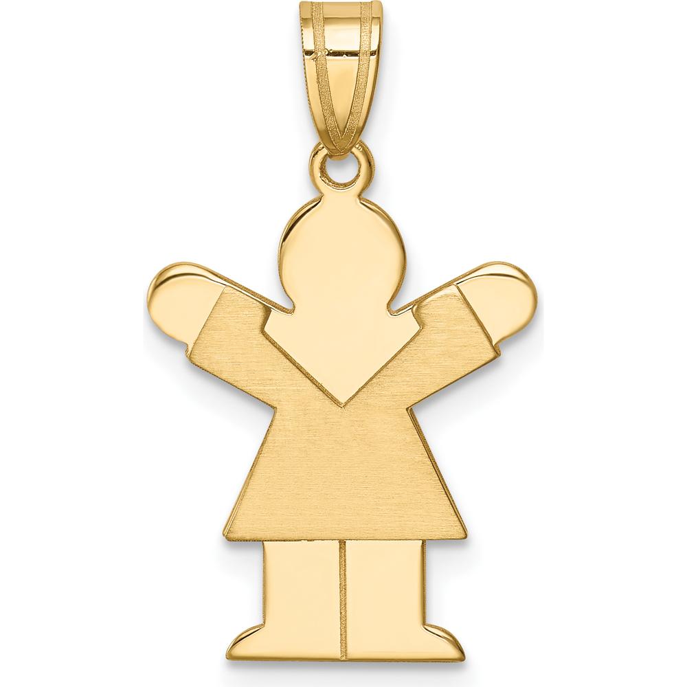 14K Yellow Gold Small Girl Engravable Love Charm - Satin Finish by Oro Pregiato