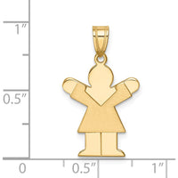 14K Yellow Gold Small Girl Engravable Love Charm - Satin Finish by Oro Pregiato