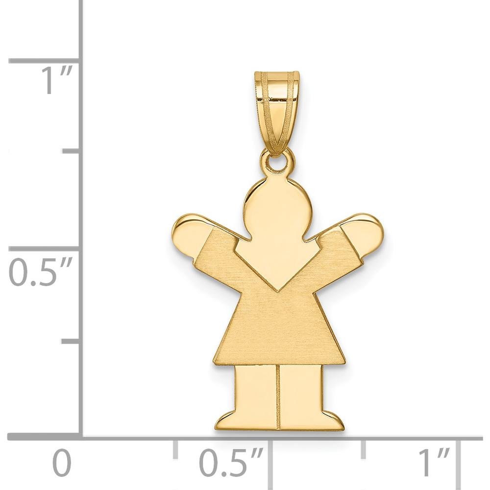 14K Yellow Gold Small Girl Engravable Love Charm - Satin Finish by Oro Pregiato