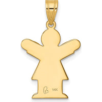 14K Yellow Gold Small Girl Engravable Love Charm - Satin Finish by Oro Pregiato