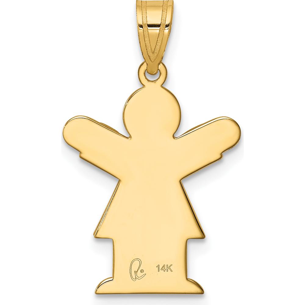 14K Yellow Gold Small Girl Engravable Love Charm - Satin Finish by Oro Pregiato
