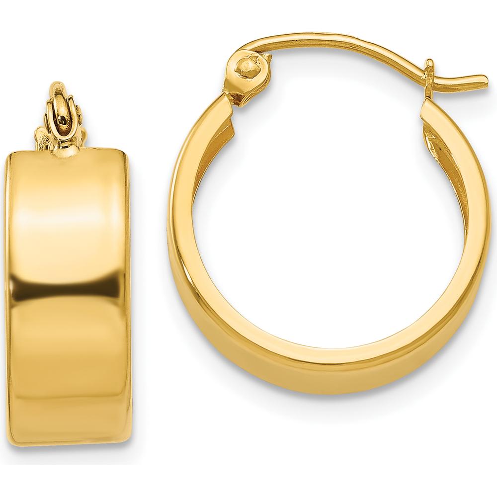 14K Yellow Gold Small Hoop Earrings - Polished Finish 17mm Length, 5.75mm Thickness by Oro Pregiato