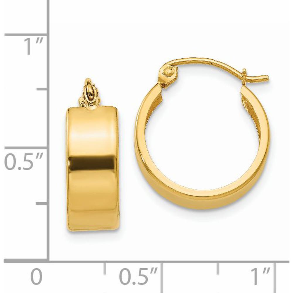 14K Yellow Gold Small Hoop Earrings - Polished Finish 17mm Length, 5.75mm Thickness by Oro Pregiato