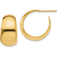 14K Yellow Gold Small Hoop Earrings - Polished Finish, C-Hoop Design, 19mm Length by Oro Pregiato