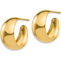 14K Yellow Gold Small Hoop Earrings - Polished Finish, C-Hoop Design, 19mm Length by Oro Pregiato