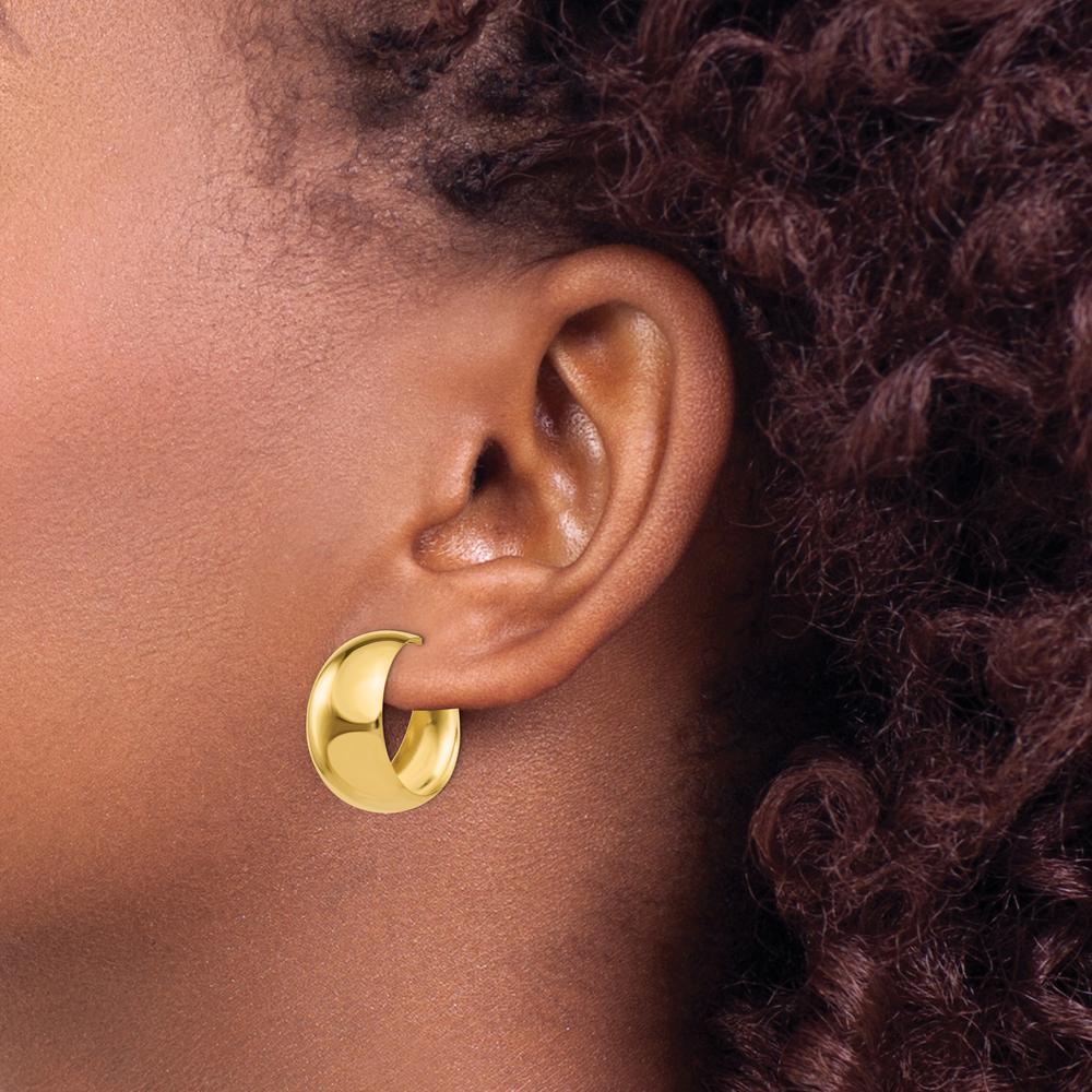 14K Yellow Gold Small Hoop Earrings - Polished Finish, C-Hoop Design, 19mm Length by Oro Pregiato