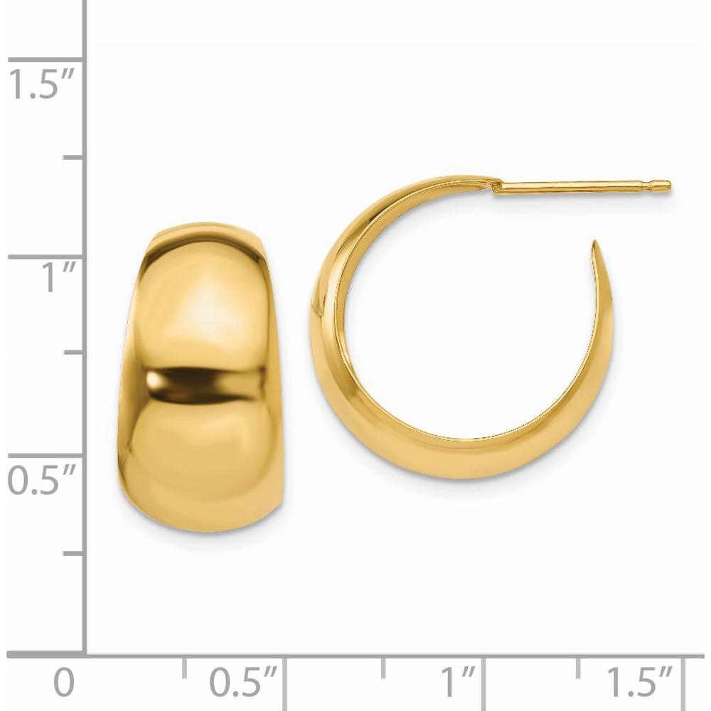 14K Yellow Gold Small Hoop Earrings - Polished Finish, C-Hoop Design, 19mm Length by Oro Pregiato