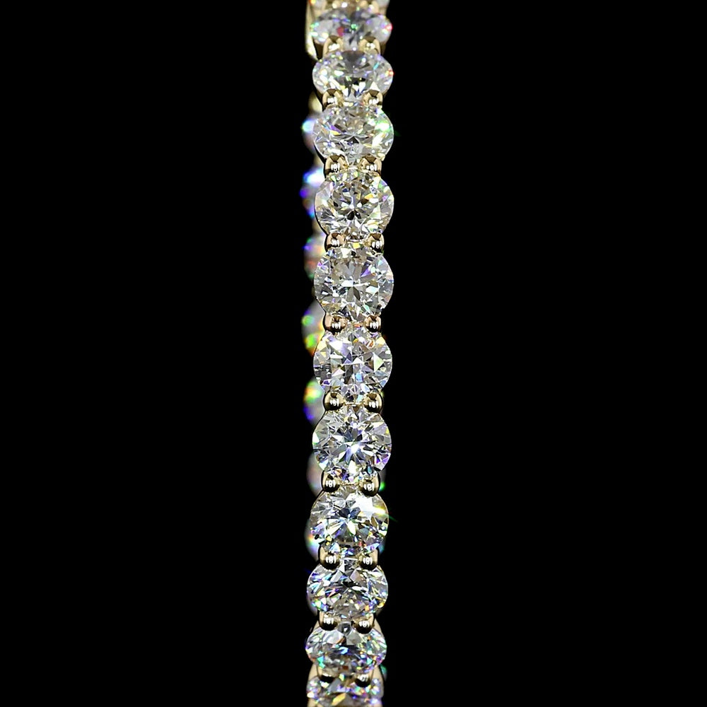 14K Yellow Gold Small Hoop Earrings with Prong Set Round Lab Diamonds - 4.54 Carat Total Diamond Weight - Covaloro Fine Jewelry