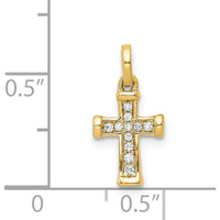 14K Yellow Gold Small Latin Cross Pendant with Round Diamonds - 1/20 Carat Total Diamond Weight by Monteluci Fine Jewelry