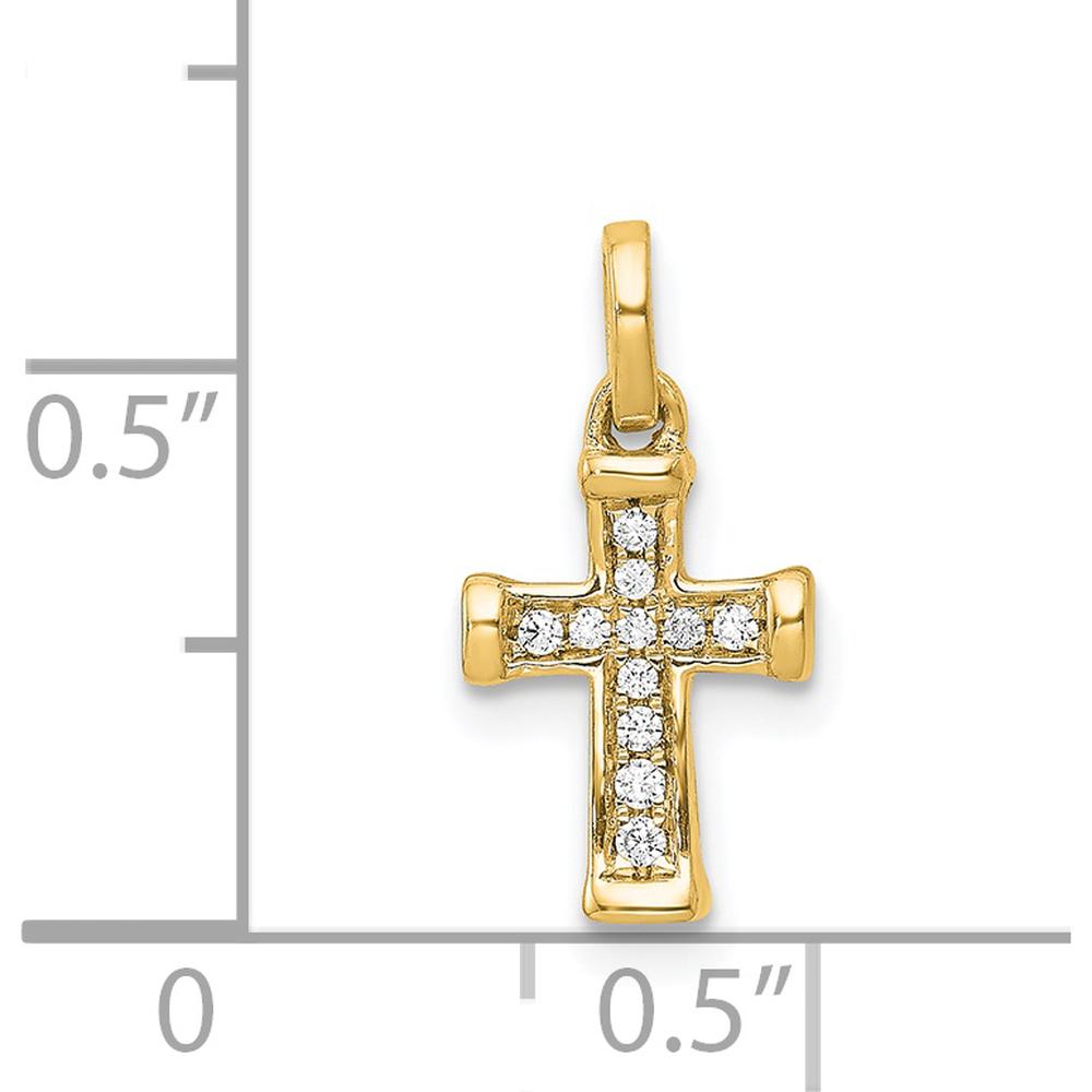 14K Yellow Gold Small Latin Cross Pendant with Round Diamonds - 1/20 Carat Total Diamond Weight by Monteluci Fine Jewelry