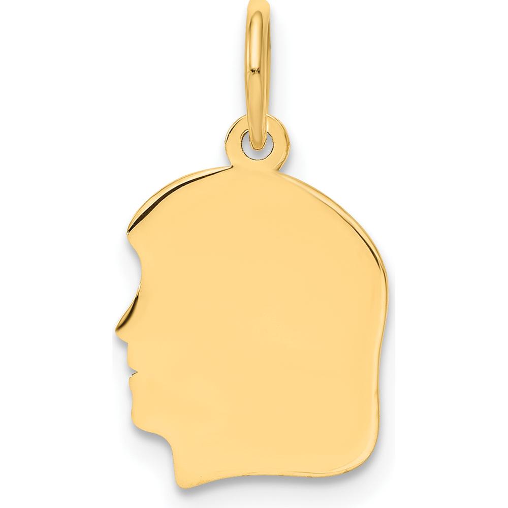 14K Yellow Gold Small Left-Facing Engravable Girl Head Charm - 18mm Length by Oro Pregiato