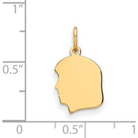 14K Yellow Gold Small Left-Facing Engravable Girl Head Charm - 18mm Length by Oro Pregiato