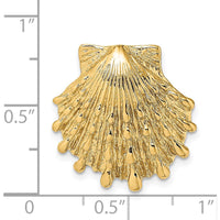 14K Yellow Gold Small Lion's Paw Shell Omega Slide Pendant - Textured Design by Oro Pregiato