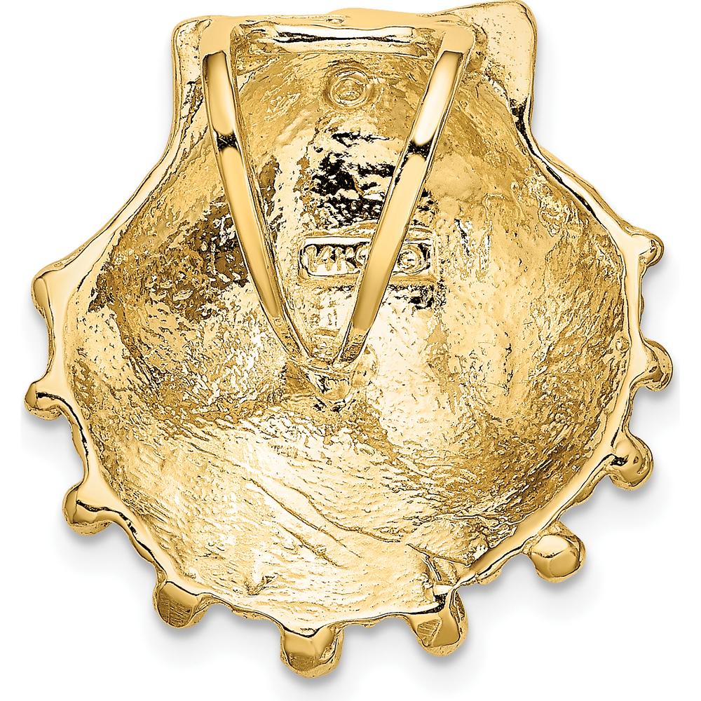 14K Yellow Gold Small Lion's Paw Shell Omega Slide Pendant - Textured Design by Oro Pregiato