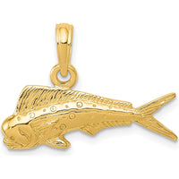 14K Yellow Gold Small Mahi Mahi Fish Pendant - Themed Ocean-Inspired Charm by Oro Pregiato