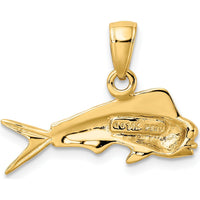 14K Yellow Gold Small Mahi Mahi Fish Pendant - Themed Ocean-Inspired Charm by Oro Pregiato