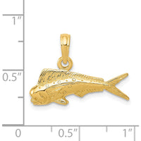 14K Yellow Gold Small Mahi Mahi Fish Pendant - Themed Ocean-Inspired Charm by Oro Pregiato