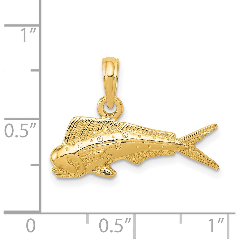 14K Yellow Gold Small Mahi Mahi Fish Pendant - Themed Ocean-Inspired Charm by Oro Pregiato