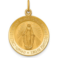 14K Yellow Gold Small Miraculous Medal Pendant with Polished and Satin Finish - 25.35mm Length by Oro Pregiato