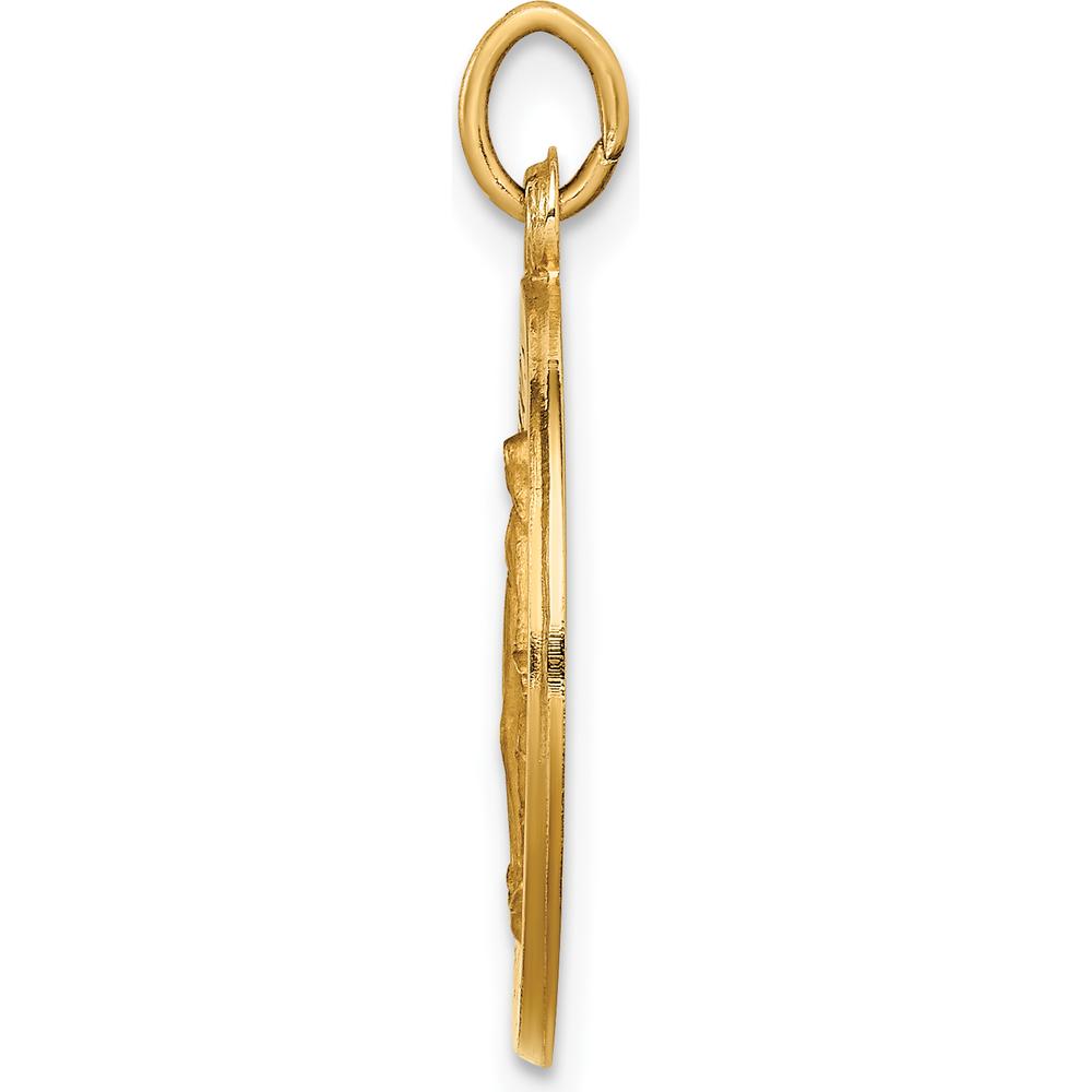 14K Yellow Gold Small Miraculous Medal Pendant with Polished and Satin Finish - 25.35mm Length by Oro Pregiato