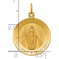 14K Yellow Gold Small Miraculous Medal Pendant with Polished and Satin Finish - 25.35mm Length by Oro Pregiato