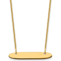 14K Yellow Gold Small Oblong Engravable Bar Necklace with Polished Finish by Oro Pregiato