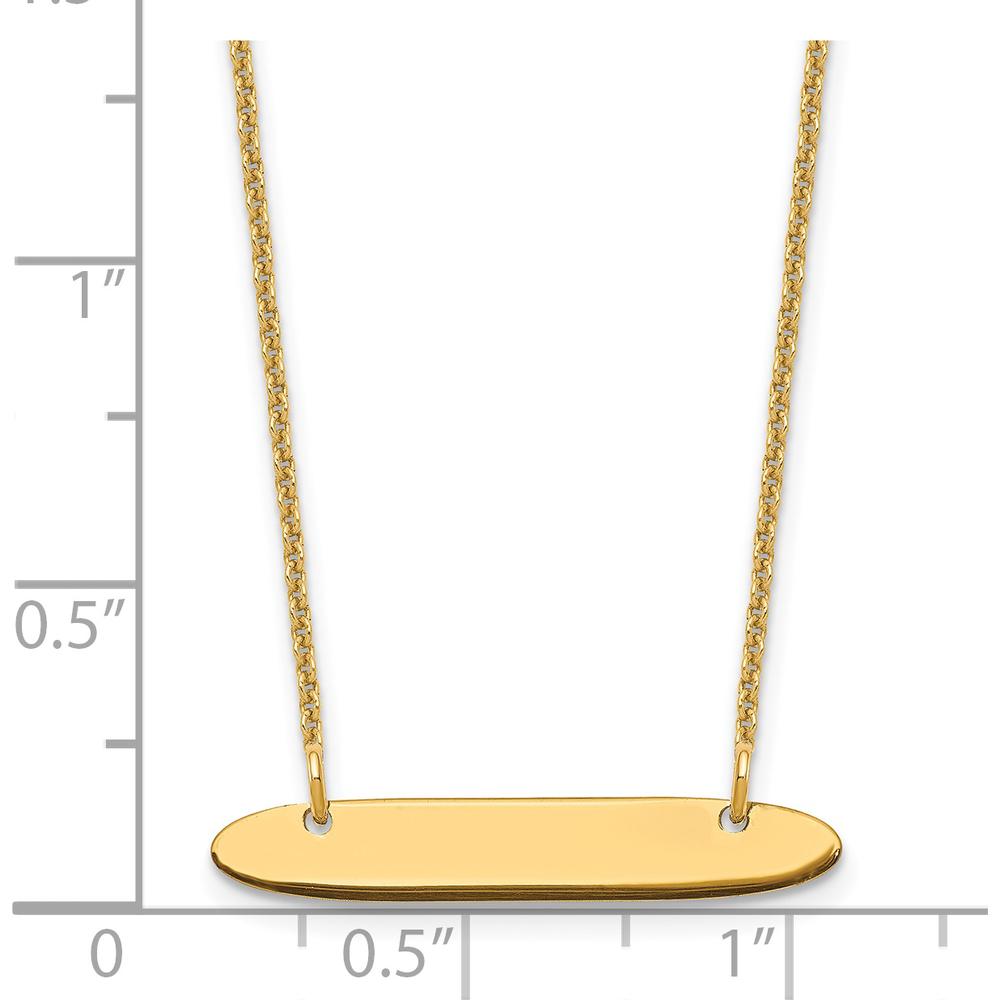 14K Yellow Gold Small Oblong Engravable Bar Necklace with Polished Finish by Oro Pregiato