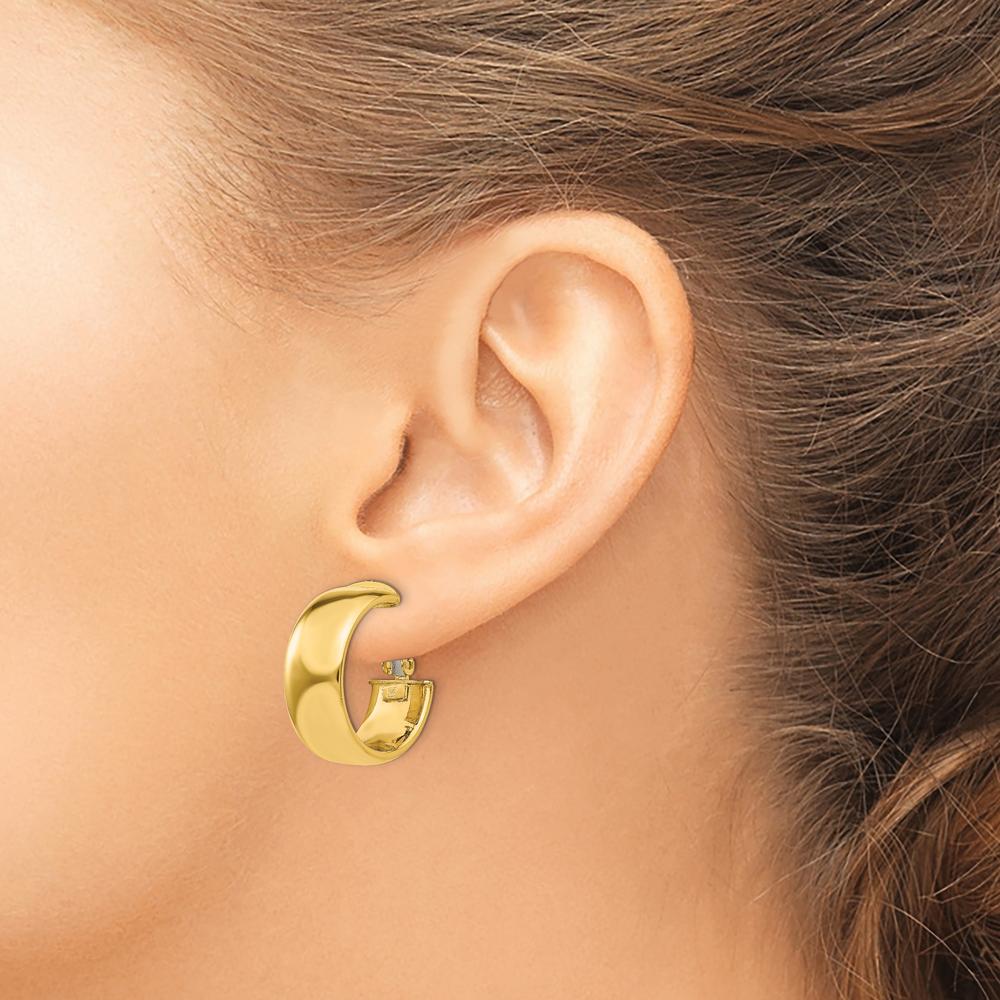 14K Yellow Gold Small Omega Back Hoop Earrings - 19.75mm Diameter by Oro Pregiato