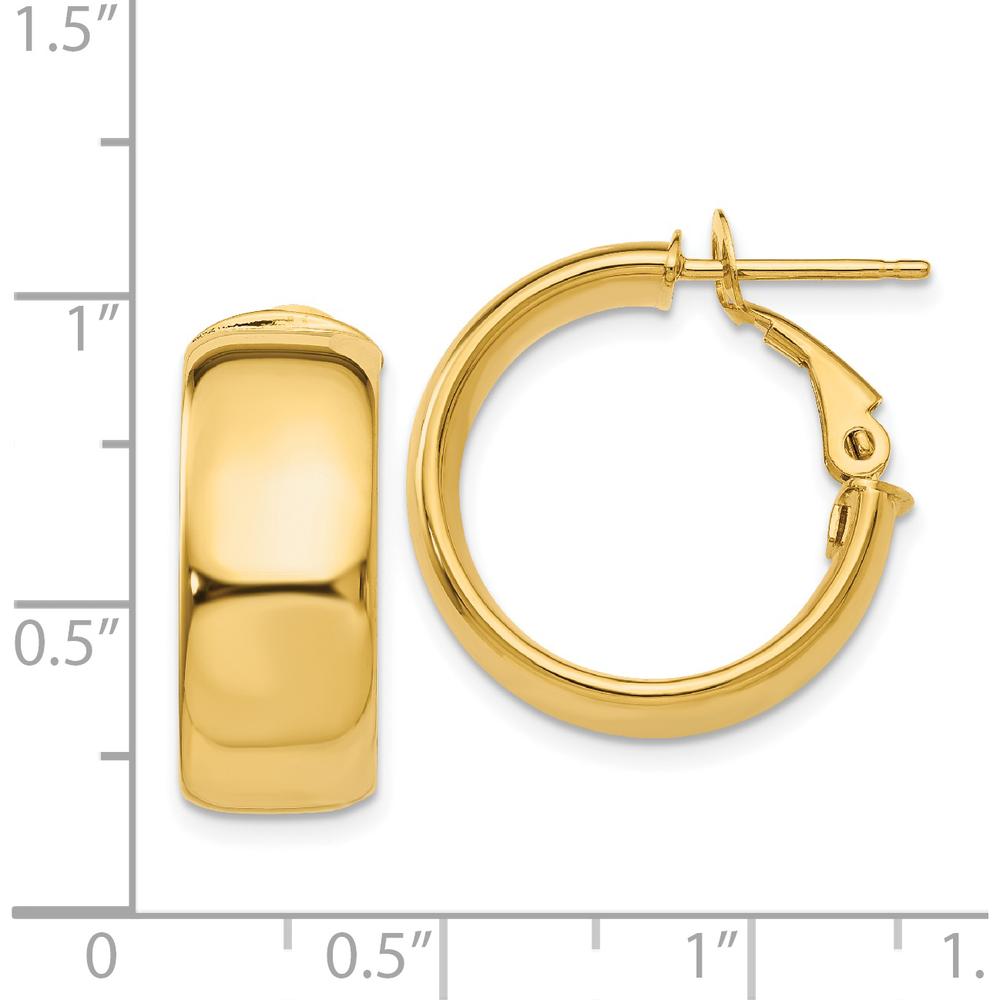 14K Yellow Gold Small Omega Back Hoop Earrings - 19.75mm Diameter by Oro Pregiato