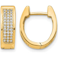 14K Yellow Gold Small Oval Hoop Earrings with 36 Round Diamonds - 0.0039 Carat Total Diamond Weight by Oro Pregiato
