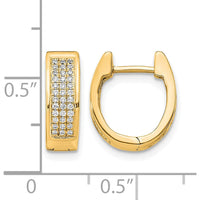 14K Yellow Gold Small Oval Hoop Earrings with 36 Round Diamonds - 0.0039 Carat Total Diamond Weight by Oro Pregiato