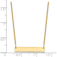 14K Yellow Gold Small Polished Bar Necklace with Engraving Option by Oro Pregiato