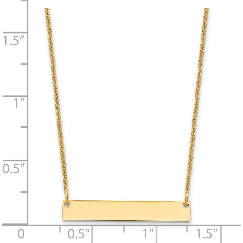 14K Yellow Gold Small Polished Bar Necklace with Engraving Option by Oro Pregiato