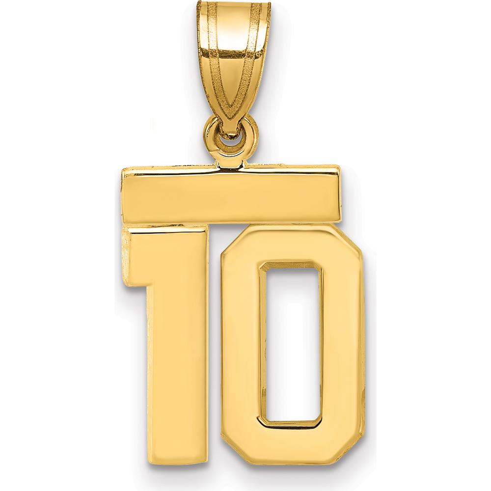 14K Yellow Gold Small Polished Number 10 Charm Pendant by 0