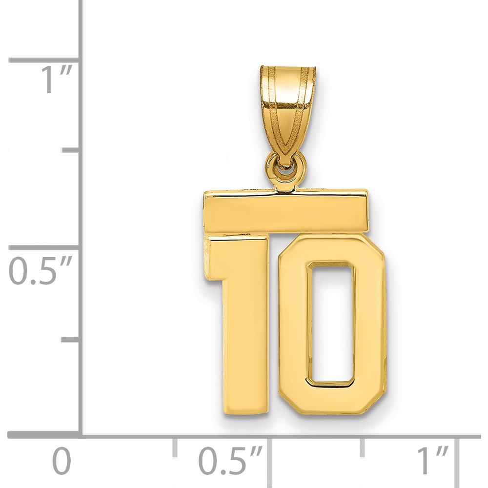 14K Yellow Gold Small Polished Number 10 Charm Pendant by 0