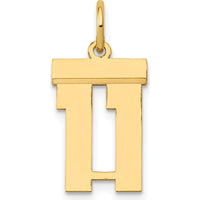 14K Yellow Gold Small Polished Number 11 Charm - Laser-Cut Design by Oro Pregiato