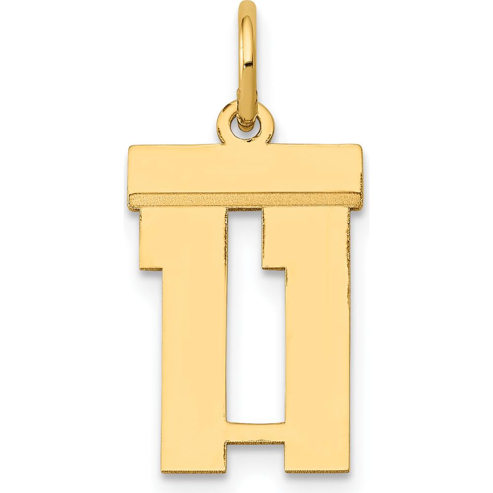 14K Yellow Gold Small Polished Number 11 Charm - Laser-Cut Design by Oro Pregiato
