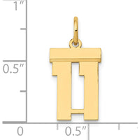 14K Yellow Gold Small Polished Number 11 Charm - Laser-Cut Design by Oro Pregiato