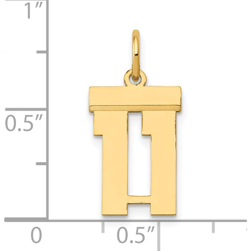 14K Yellow Gold Small Polished Number 11 Charm - Laser-Cut Design by Oro Pregiato